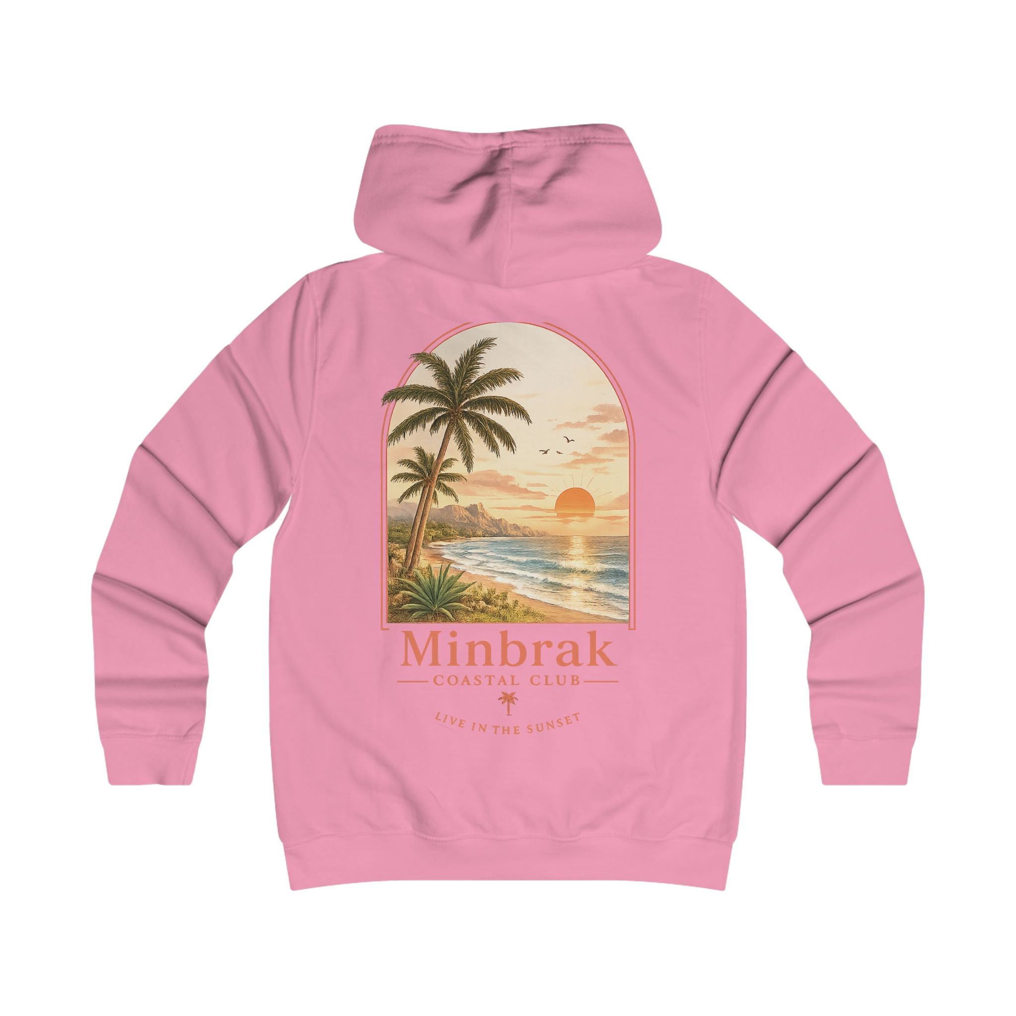 Minbrak Coastal Club Hoodie — Vintage Beach Palm Sunset Pullover
