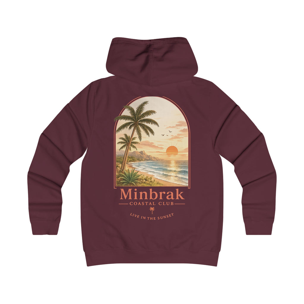 Minbrak Coastal Club Hoodie — Vintage Beach Palm Sunset Pullover