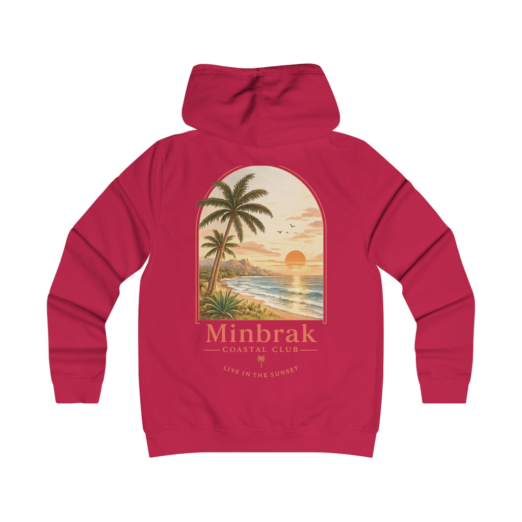 Minbrak Coastal Club Hoodie — Vintage Beach Palm Sunset Pullover