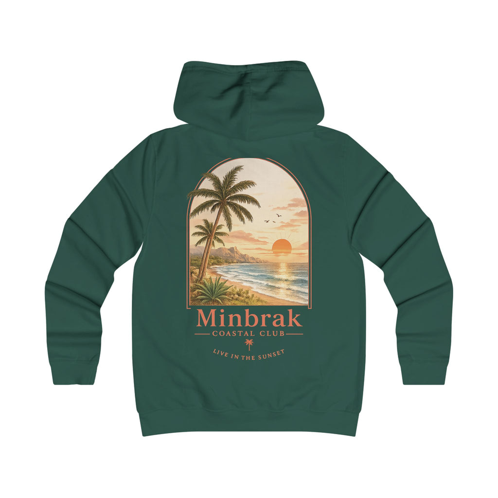 Minbrak Coastal Club Hoodie — Vintage Beach Palm Sunset Pullover