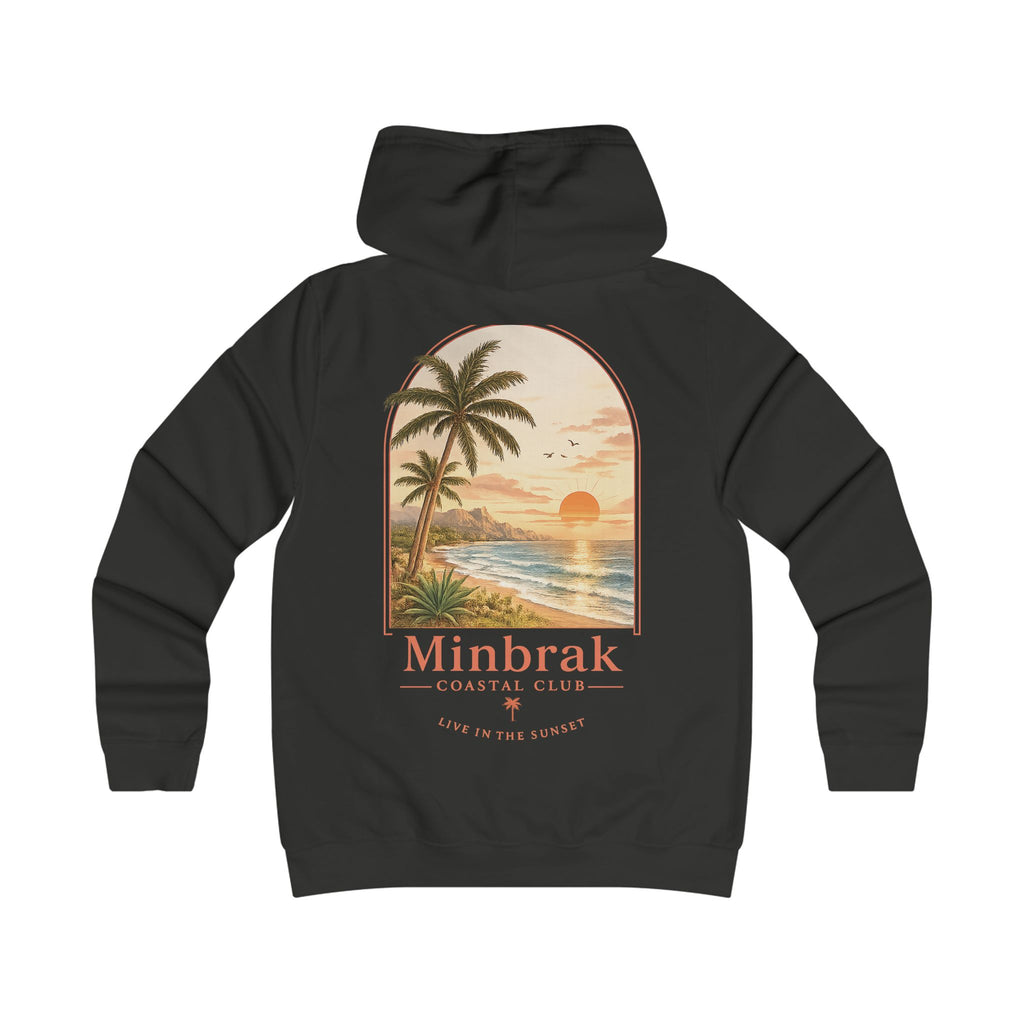 Minbrak Coastal Club Hoodie — Vintage Beach Palm Sunset Pullover