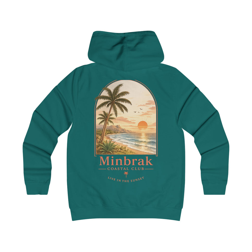 Minbrak Coastal Club Hoodie — Vintage Beach Palm Sunset Pullover