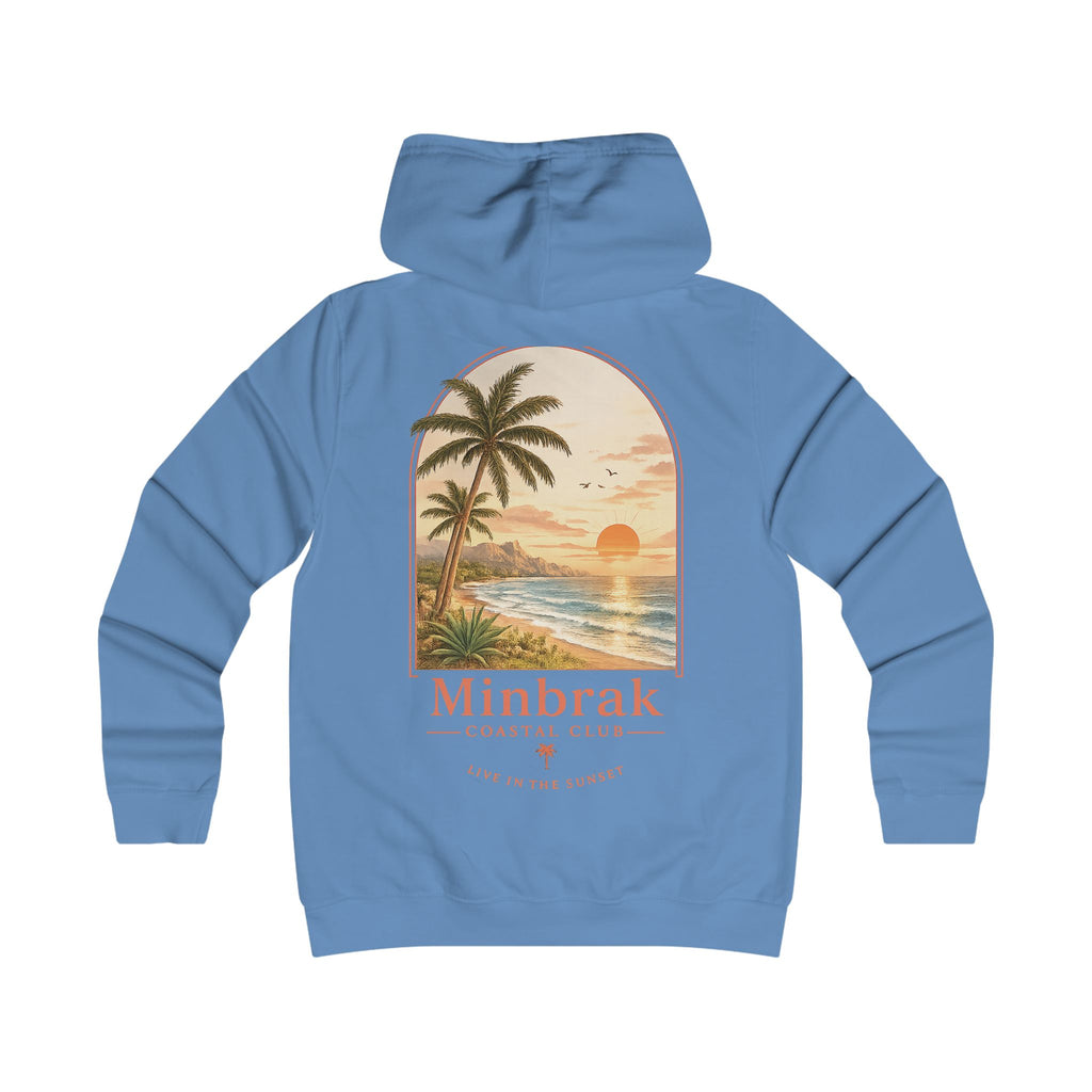 Minbrak Coastal Club Hoodie — Vintage Beach Palm Sunset Pullover