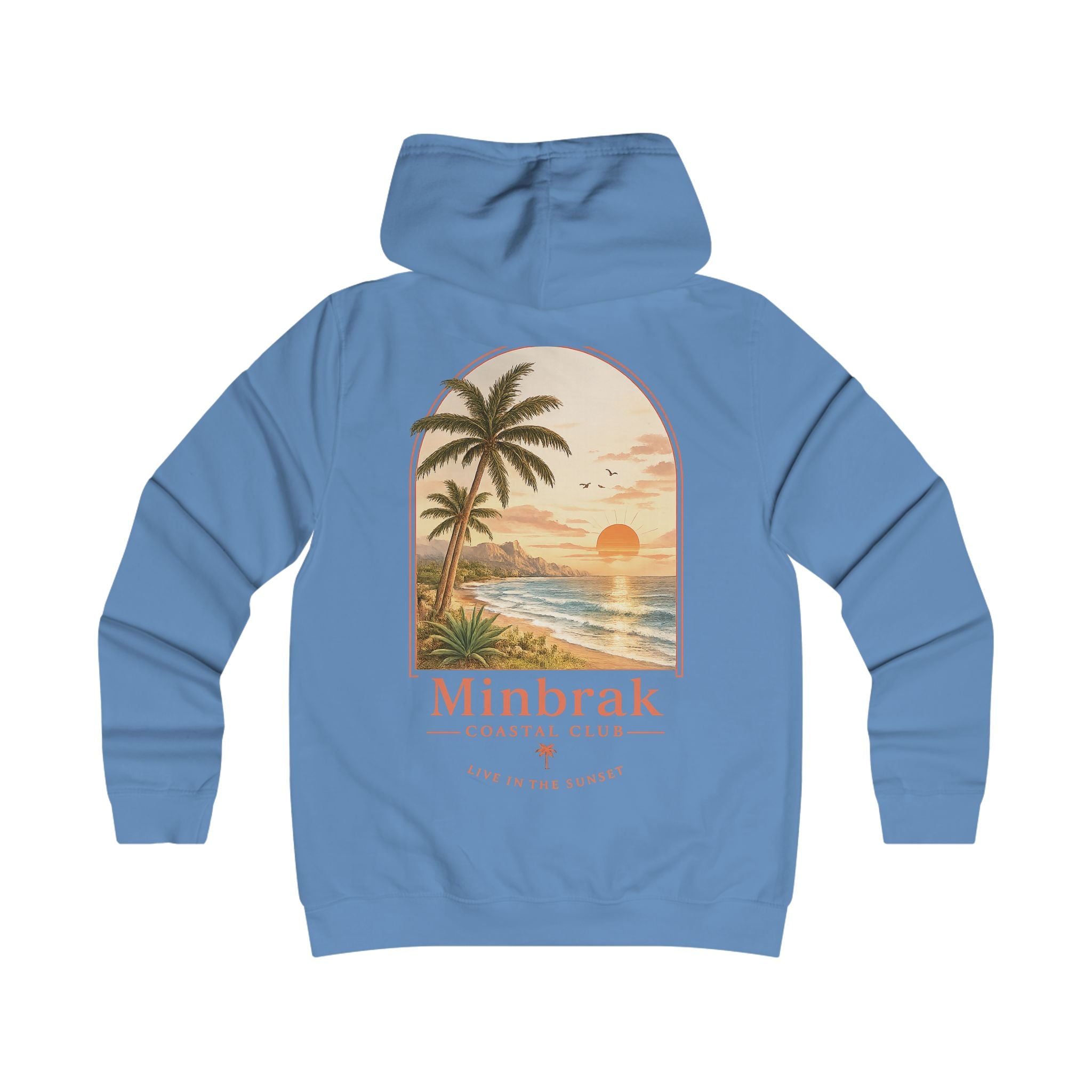 Minbrak Coastal Club Hoodie — Vintage Beach Palm Sunset Pullover