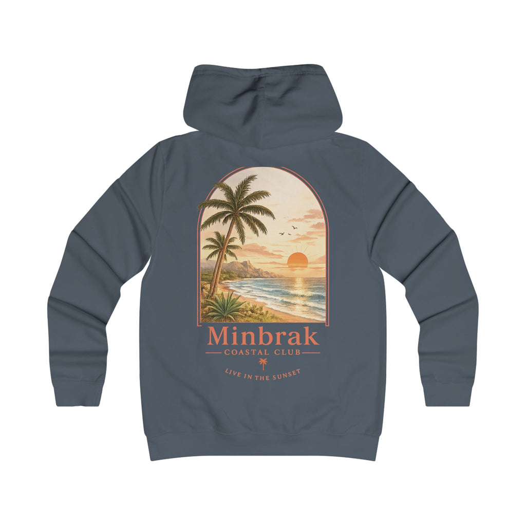 Minbrak Coastal Club Hoodie — Vintage Beach Palm Sunset Pullover