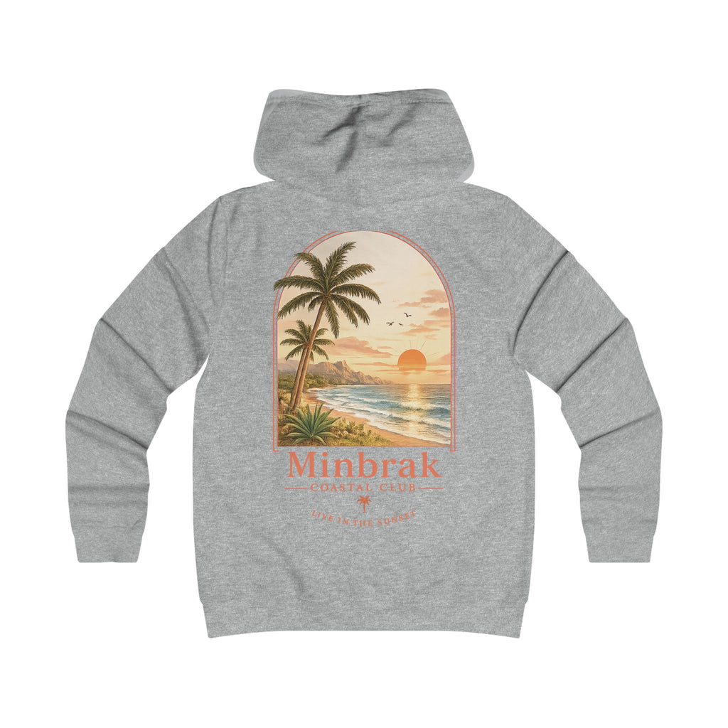 Minbrak Coastal Club Hoodie — Vintage Beach Palm Sunset Pullover